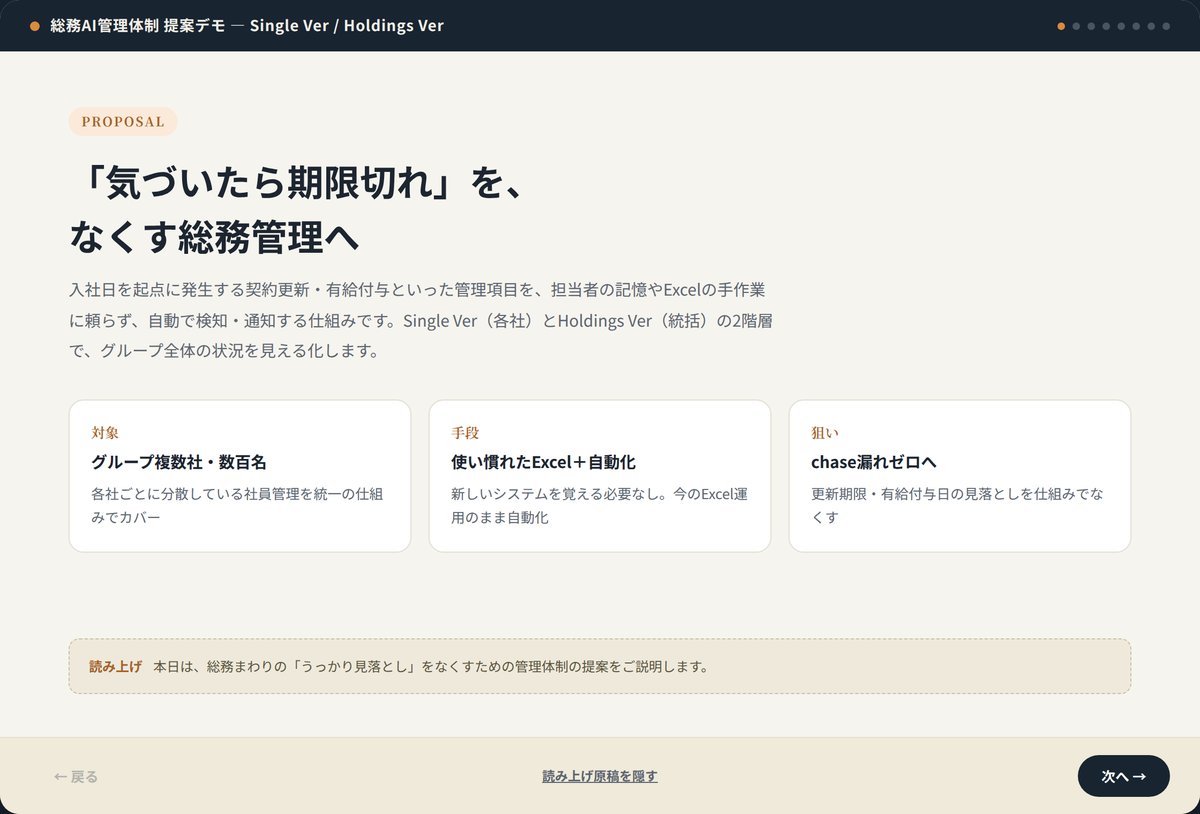 総務管理の自動化提案資料の表紙